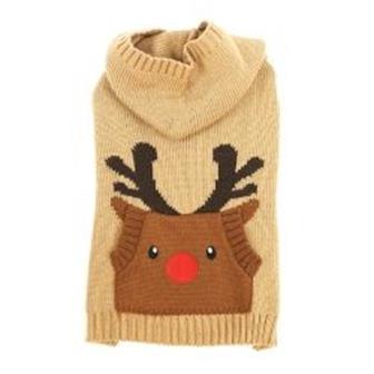 Happy Pet Reindeer Hooded Christmas Sweater Small/Medium thumbnail 