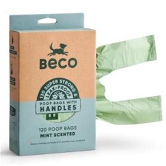 Beco Eco Super Strong Mint Scented Poo Bags with Tie Handles 120's thumbnail 