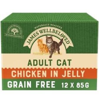 James Wellbeloved Adult Cat Grain Free Chicken in Jelly 12 Pouches x 85g thumbnail