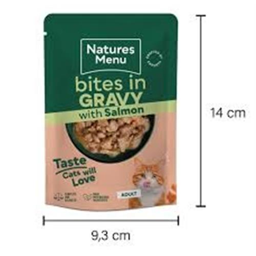 Natures Menu Adult Cat Bites in Gavy with Salmon 85g Image 1