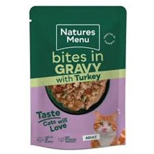 Natures Menu Adult Cat Bites in Gravy with Turkey 85g Image 1