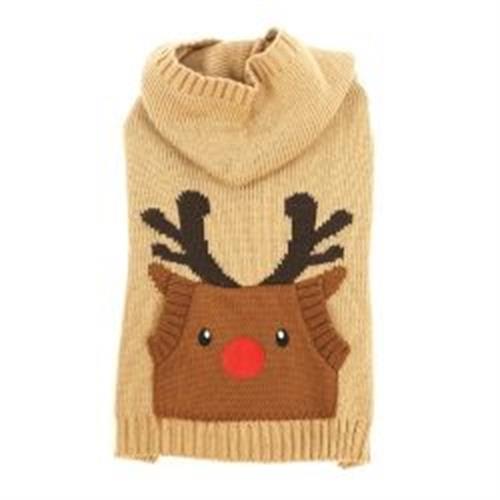 Happy Pet Reindeer Hooded Christmas Sweater Small/Medium Image 1