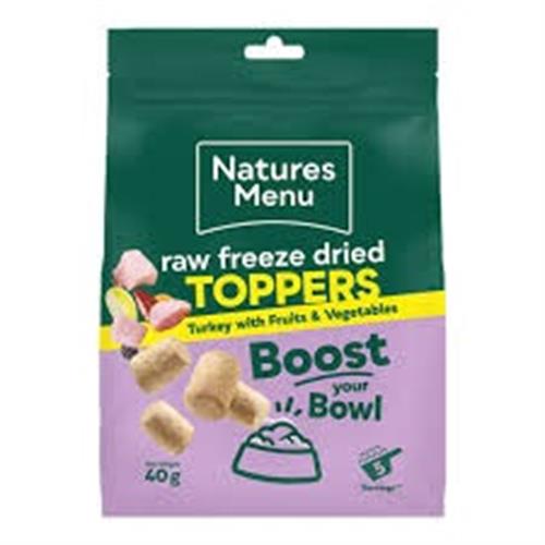 Natures Menu Raw Freeze Dried Toppers Turkey with Fruit & Veg 40g Image 1